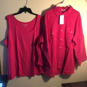 NWOT Woman Within plus size jacket and cami hot pink
